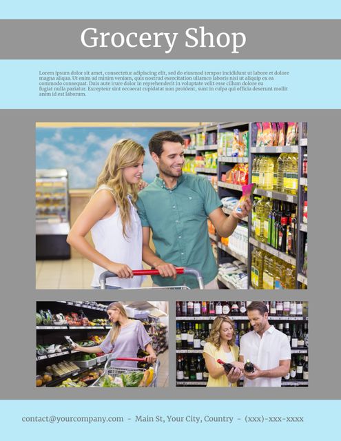 Happy Couple Grocery Shopping in Well-Organized Store - Download Free Stock Templates Pikwizard.com