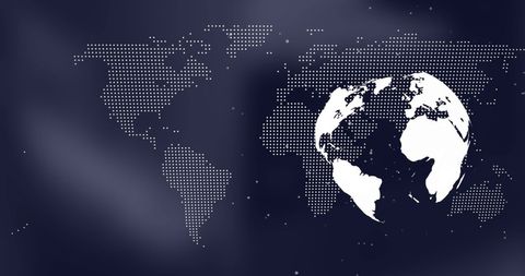 Digital globe with data processing on dark background
