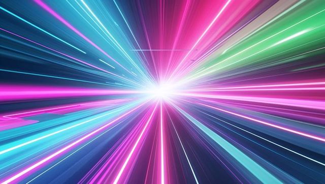 Vivid Neon Light Beams in Modern Futuristic Tunnel