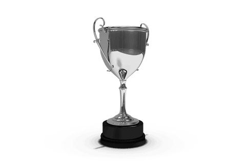 Silver trophy cup on transparent background for success themes