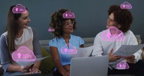 Team collaboration with digital percentage clouds visualization