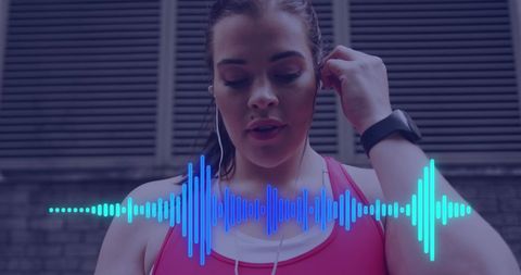 Music Data Visualization over Woman Exercising in City - Download Free Stock Images Pikwizard.com
