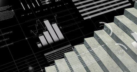 Financial Data with Graphs over Abstract Steps - Download Free Stock Images Pikwizard.com