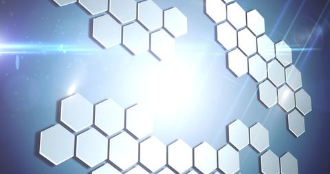 Abstract Network of Hexagons with Glowing Digital Background