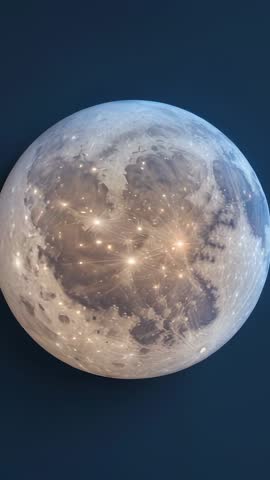 Rotating Lunar Network Sphere Pulsing Nodes Vertical Tech Animation for Futuristic Interfaces