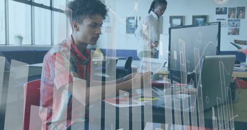 Diverse Professionals Analyzing Finance in Modern Office