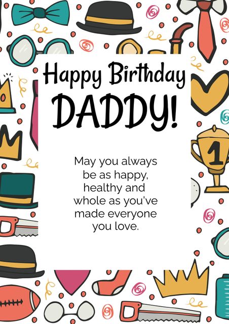 Happy Birthday Daddy Greeting Card with Dad Items - Download Free Stock Templates Pikwizard.com