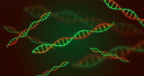 Glowing dna helixes in futuristic lab design