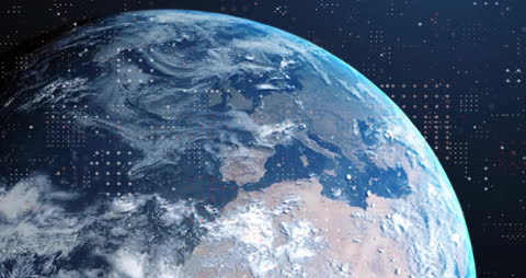 Digital Globe with Data Streams in Blue Void