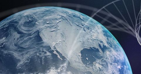 Earth from Space with Futuristic Digital Overlay - Download Free Stock Images Pikwizard.com