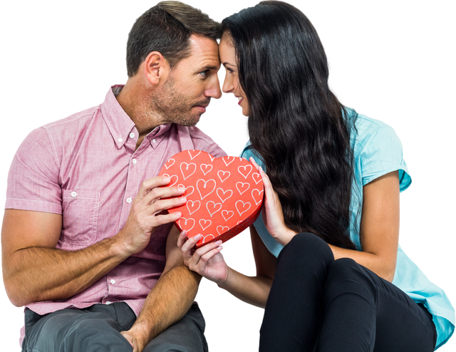 Transparent Happy Couple Holding Heart-Shaped Box Expressing Love - Download Free Stock Videos Pikwizard.com