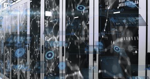 Digital Interface Overlay on Modern Data Servers - Download Free Stock Images Pikwizard.com