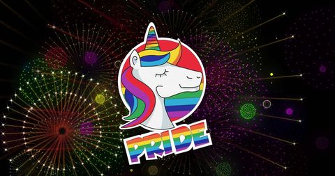 Colorful Pride Unicorn Fireworks Celebration