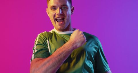 Cheerful Soccer Player Celebrating Victory