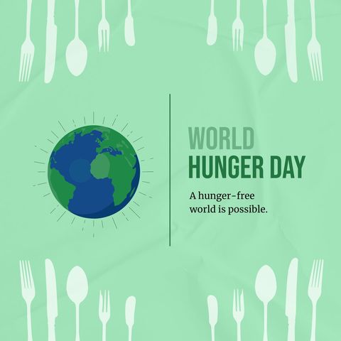 World Hunger Day Concept with Globe and Cutlery on Green Background - Download Free Stock Templates Pikwizard.com