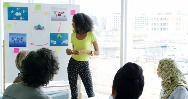 Confident Businesswoman Presenting Strategy to Multicultural Team in Modern Office - Download Free Stock Images Pikwizard.com