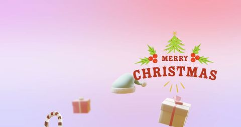 Festive Christmas Greetings with Gifts on Soft Pink Background