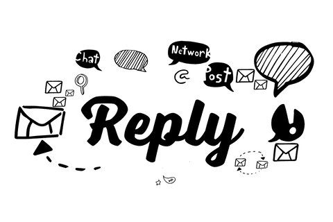 Reply Text with Network Icons on Transparent Background