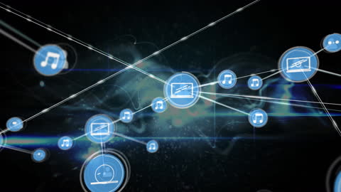 Digital Connections Network With Media Icons