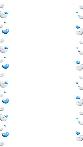 Glossy blue and white heart border on transparent background