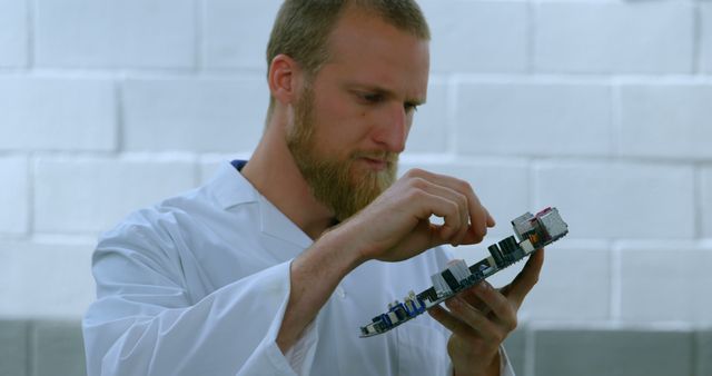 Engineer Working and Inspecting Circuit Board in Lab Environment - Download Free Stock Images Pikwizard.com