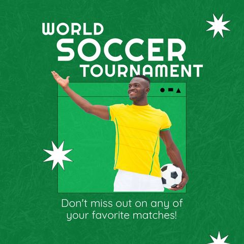 Excited Soccer Player Promoting World Tournament Event