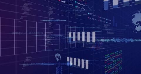 Futuristic 3D Data Dashboard Displaying Holographic Analytics and Global Telemetry