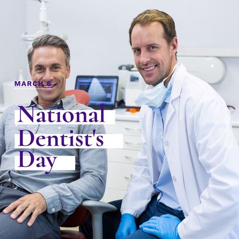 Celebrating National Dentist's Day with Smiling Dentist and Patient - Download Free Stock Templates Pikwizard.com