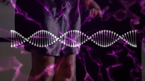 Digital DNA Helix Animation with Fit Man Jumping Ropes