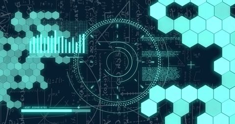 Futuristic Data Processing Interface Over Mathematics Background - Download Free Stock Images Pikwizard.com