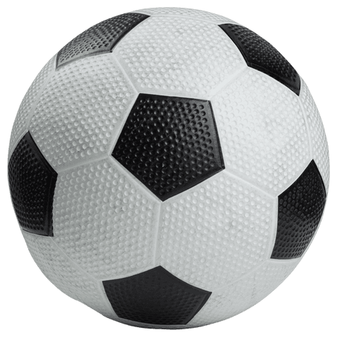 Classic football with black and white pattern on transparent background