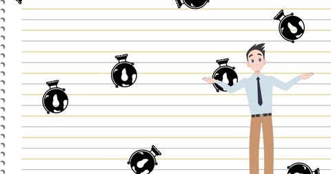 Businessman explaining time management concept illustration