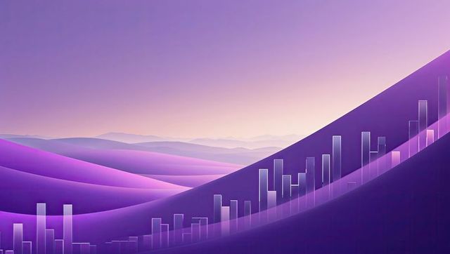 Futuristic Abstract Purple Dunes with Data Visualization Bars