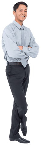 Cheerful Asian Businessman Standing Confidently on Transparent Background
