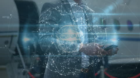 Connected Executive Engaging with Smartphone at Airport