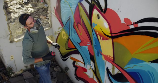 Urban Graffiti Artist Creating Colorful Wall Mural - Download Free Stock Images Pikwizard.com