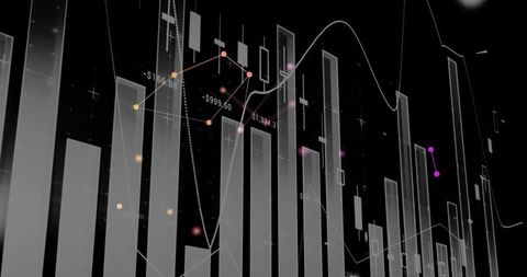 Futuristic 3d financial chart with candlestick plotting