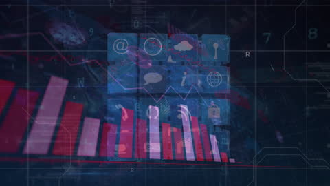 Futuristic Digital Graphs and Data Icons