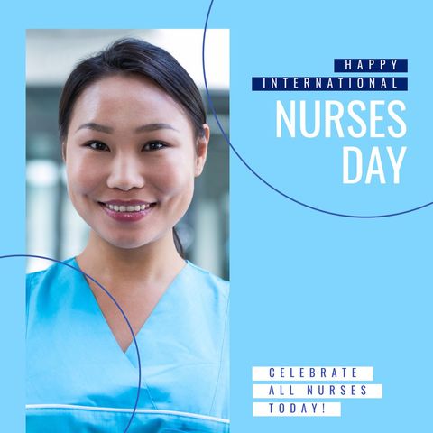 Smiling asian nurse celebrating international nurses day