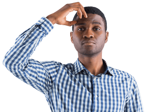 transparent png of focused man touching head - Download Free Stock Videos Pikwizard.com