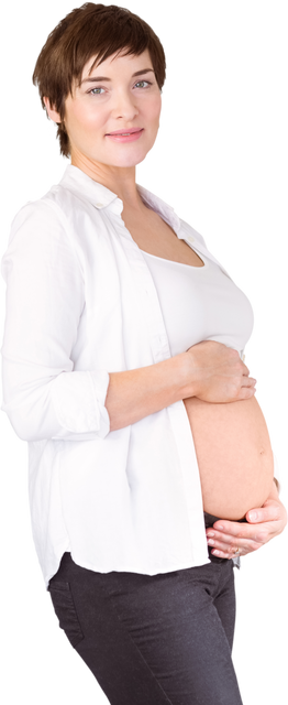 Transparent Portrait of Happy Pregnant Woman with Hands on Belly - Download Free Stock Videos Pikwizard.com