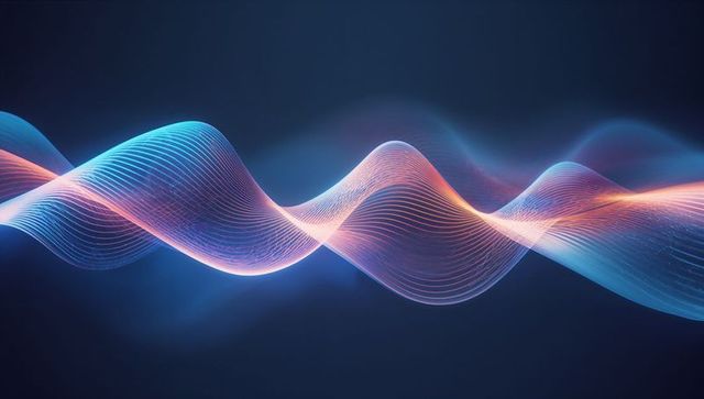Futuristic Glowing Waveform Art in Neon Hues