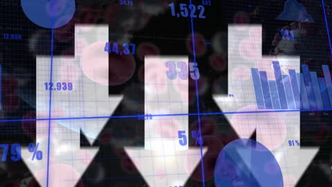 Falling Business Data Concept with Covid-19 Illustration