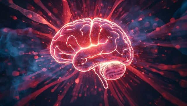 Futuristic Glowing Brain Model Radiating Neural Energy