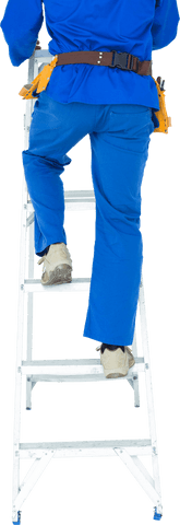 transparent climbing carpenter wearing blue work uniform - Download Free Stock Videos Pikwizard.com