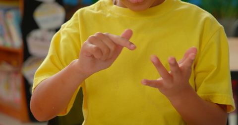 Child engaged in learning arithmetic counting fingers