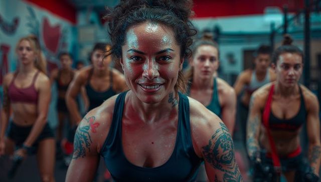 Strong Diverse Women Exercising with Battle Ropes in Gym Training Session