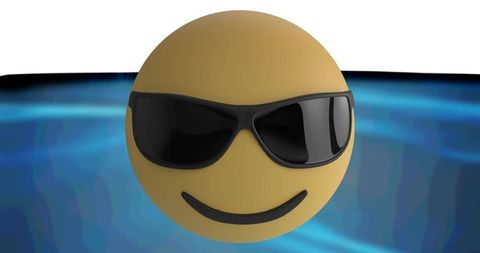 Cool Emoji with Sunglasses Over Waves