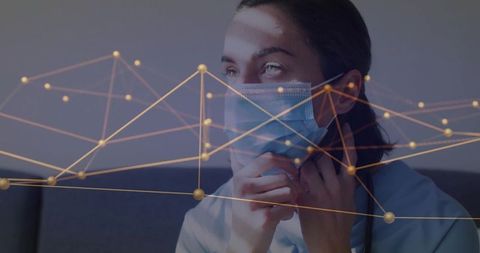 Healthcare professional with network overlay representing digital connectivity