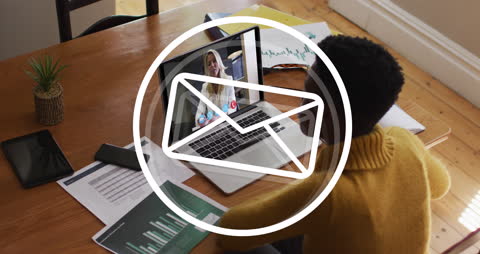 Child Learning Online with Video Call on Laptop